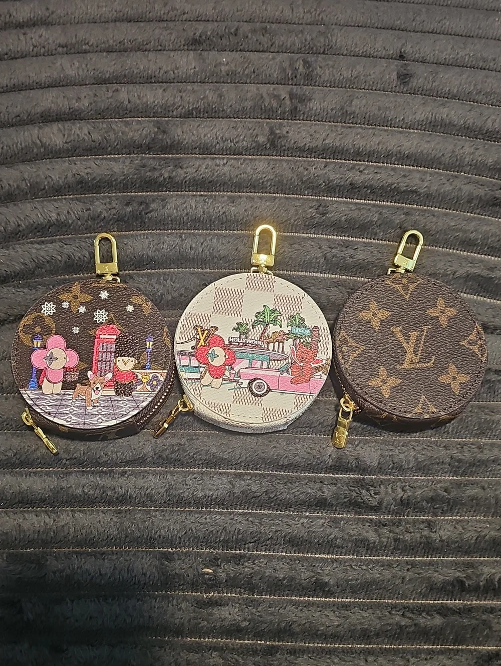 Round Coin Purse Set of 3 Brown & White BRAND New